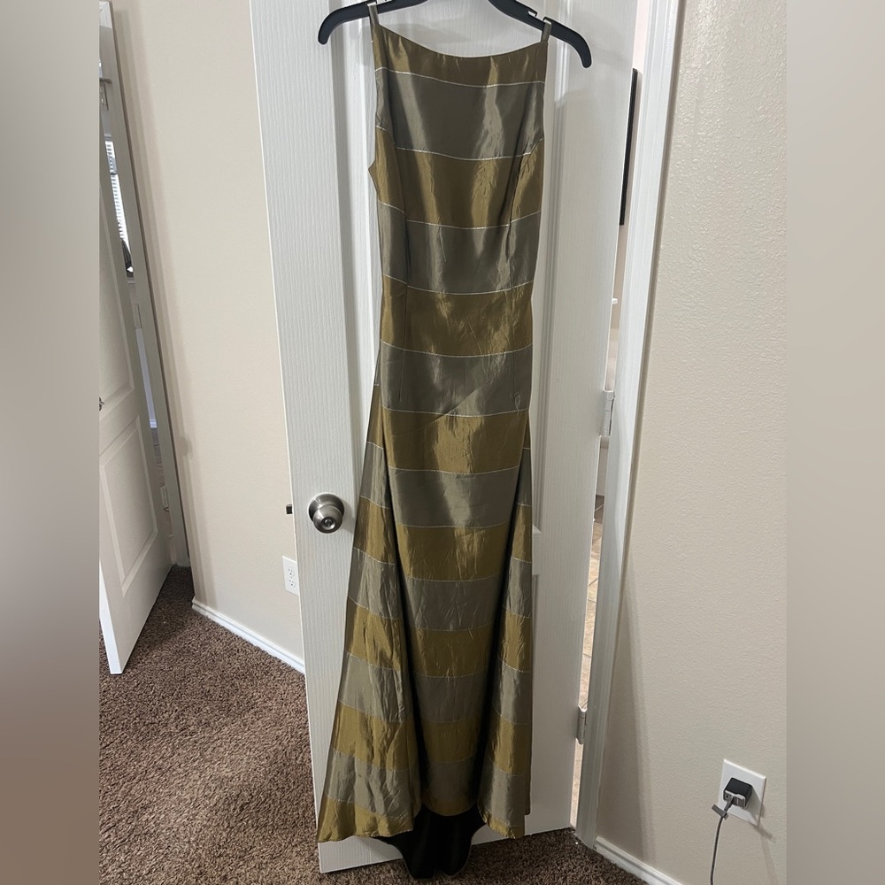 Jessica McClintock Gold and Silver Striped Dress